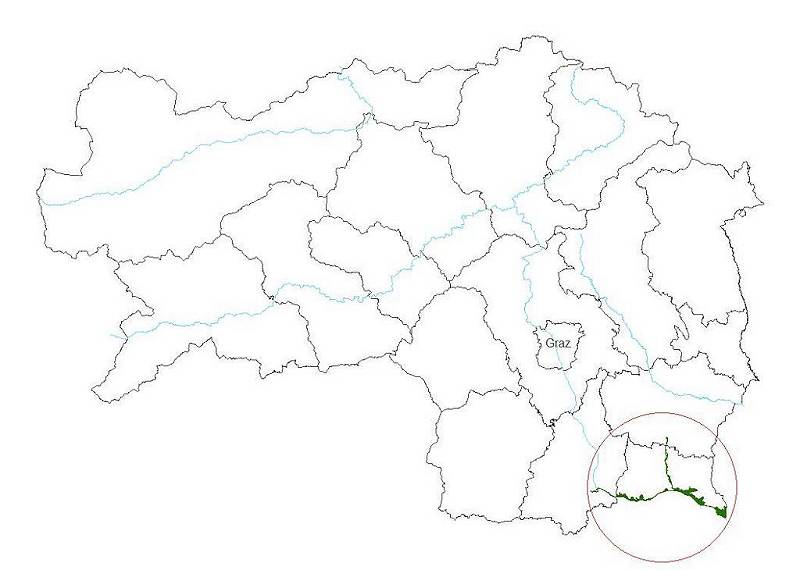 Lage des Europaschutzgebietes Nr. 15 in der Steiermark