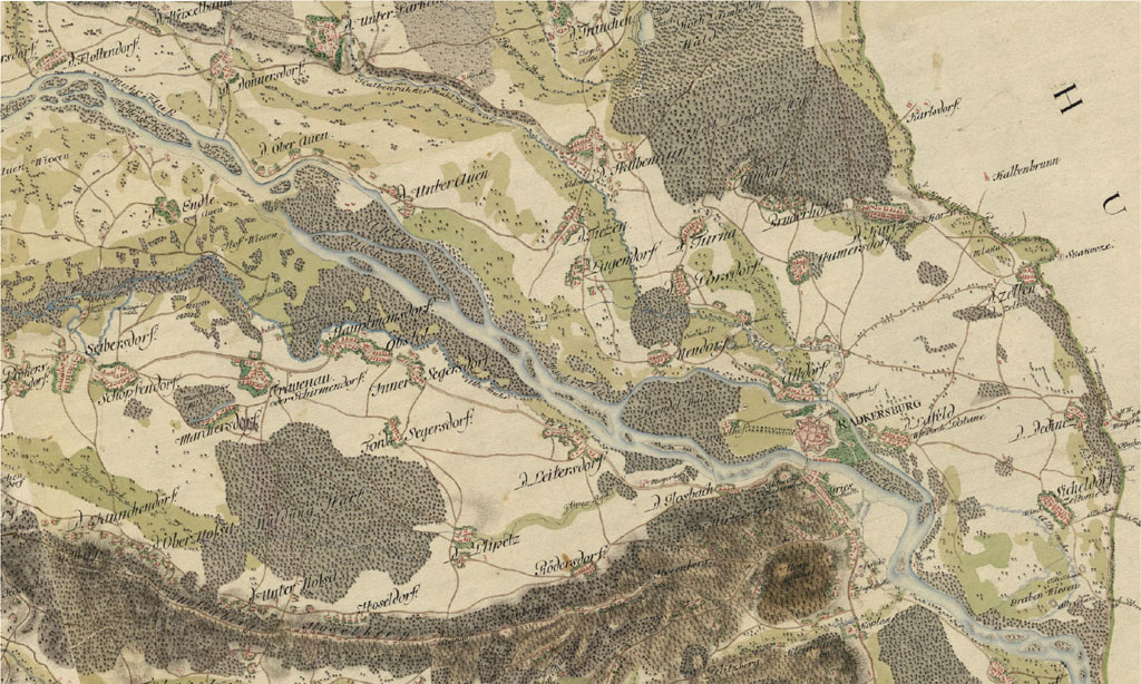 Verzweigter Murverlauf bei Radkersburg (Josephinische Landesaufnahme 1780)