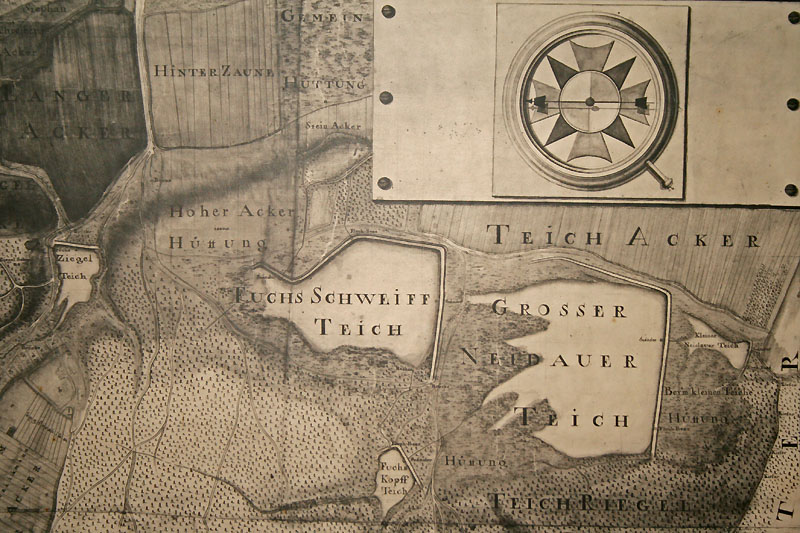 Karte Neudauer Teiche aus dem Jahr 1744 (Archiv Kottulinsky)